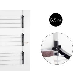 Kipit Tendedero Puerta Plegable 3 Estantes Plata/Negro 65.5 x 29 x 129 cm (Set de 12)