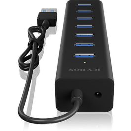 ICY BOX IB-HUB1700-U3 HUB USB 3.0 de 7 Puertos Type-A de 5 Gbps en Aluminio Negro