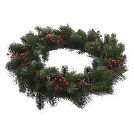 DKD Home Decor Corona de Navidad Tradicional Iluminada 50 LEDs Verde y Rojo, 60x60x15 cm, Decoración Navideña Pack 2