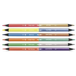Milan Caja con 6 lápices bicolor triangulares madera negra colores fluo + metalizados Milan Caja con 6 lápices bicolor triangulares madera negra colores fluo + metalizados