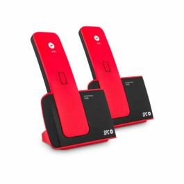 SPC 7292RC2 Teléfono Inalámbrico Pack DUO Blade Manos Libres, Identificación de Llamadas, Agenda 50 y Pantalla Iluminada - Rojo y Negro