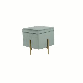 DKD Home Decor Reposapies Verde con Tapa de Poliéster y Metal 45x45x45 cm Precio: 61.79000036. SKU: S3040716