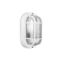 Edm Aplique Oval Tarragona IP54 Blanco E27 40W de Plástico/Cristal para Pared y Techo (11,4x20,2x10 cm)