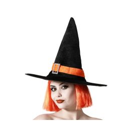 Sombrero de Bruja Negro Halloween con Cinta Naranja y Hebilla Brillante Accesorio Temático Precio: 2.7951. SKU: B175KWWNDL