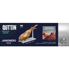 Quttin Soporte Jamonero de Acero Inoxidable para corte de jamón, 49,5 x 16,5 x 2,7 cm (4 Unidades)