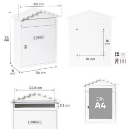 Arregui Visit Buzón Individual Exterior, Acero Galvanizado, Blanco, Tamaño M (A4), 30 x 11 x 36 cm