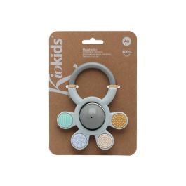 KioKids Mordedor Sonajero de Silicona Gris para Bebé +3 Meses, Juguete de Dentición Suave