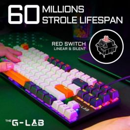 The G-Lab KEYZ-MERCURY-C/FR Teclado Gaming Mecánico TKL con Layout FR, 3 colores Blanco+Negro+Naranja