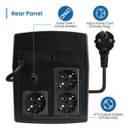 Ewent UPS Line Interactive EW3997 1300VA/720W con AVR y 3 Enchufes Hembra Tipo F UE - Protección contra Sobretensiones