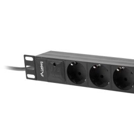 Lanberg PDU-03F-0200-BK Unidad de Distribución de Energía (PDU) 3 Salidas AC Tipo F, 1U Rack Horizontal, 16A, 2m Cable, Negro