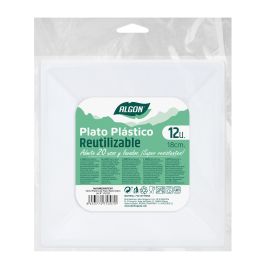 Algon Set de 12 Platos Cuadrados de Plástico Premium 18 cm (24 Unidades)