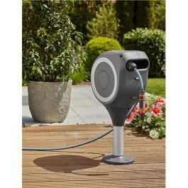 Gardena 18607-20 Caja Manguera Terrassen-Schlauchbox RollUp S (Blanco) 15 m Negro Manguera Flexible Resistente a Heladas Boquilla Incluida