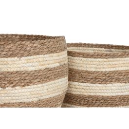 DKD Home Decor Cesta de Fibra Natural Crema, Set de 6 unidades, 53 x 43 x 53 cm