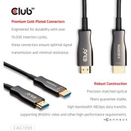 Club 3D CAC-1393 Cable HDMI a HDMI 2.1 Óptico Activo 8K60Hz UHD 50 Metros Negro