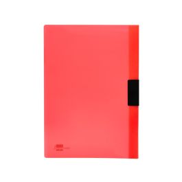 Carpeta Liderpapel Dossier Pinza Lateral Polipropileno Din A4 Rojo Translucido 60 Hojas Pinza Deslizante