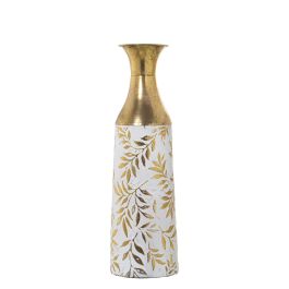 Jarrón de suelo Alexandra House Living Blanco Dorado Metal 14 x 14 x 48 cm Jarrón de suelo Alexandra House Living Blanco Dorado Metal 14 x 14 x 48 cm