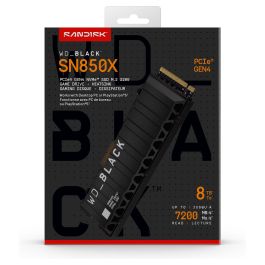 WD_BLACK SN850X SSD NVMe M.2 8TB con Disipador - PCI Express 4.0, Velocidad Lectura 7300 MB/s, Escritura 6600 MB/s Precio: 3453.59000052. SKU: B17VMCX92T