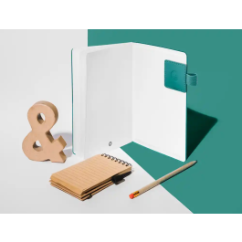 Antartik Portabolígrafo Autoadhesivo para Cuaderno Note con Elástico hasta 15 mm, Verde Aguamarina, Material PU, 40x40 mm