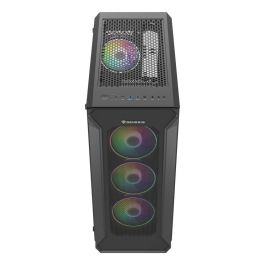 GENESIS Irid 505 V2 ARGB Midi Tower Gaming PC, 4 Ventiladores ARGB, Panel Lateral Cristal Templado, Filtros Antipolvo, USB 3.0, Negro