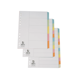 Q-connect Separadores DIN A4 Multitaladro Cartulina, Juego de 10 Unidades, Pestañas Colores Pastel