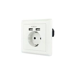 NANOCABLE BASE ENCHUFE PARED TOMA SCHUKO 2xUSB MAX.2.4A BLANCO