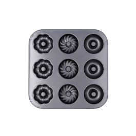 Molde 9 Donuts Acero Carbono Sweet Grey Quid 26,3x26,3x2,4 cm (12 Unidades)