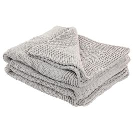DKD Home Decor Manta de Sofá Urban de Poliéster, Tejido Punto, Gris Claro, Medidas 170 x 130 cm, Densidad 450 gsm, Pack 2 Unidades