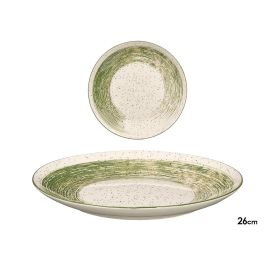 VESSIA Plato Llano Patinado Verde 26 cm, Cerámica de Porcelana, Blanco Interior (Set de 24) Precio: 66.50000038. SKU: B19GSVT46C