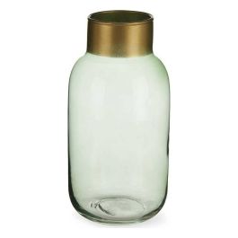 Giftdecor Jarrón de Cristal Liso Oro Pequeño Verde 11.5x24x11.5 cm (6 Unidades)