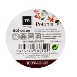La Mediterranea Bol Melamina Colección Petunia 10 cm x 5.3 cm x 10 cm Brillo Md (36 Unidades) La Mediterranea Bol Melamina Colección Petunia 10 cm x 5.3 cm x 10 cm Brillo Md (36 Unidades)