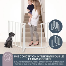 DREAMBABY Barrera de seguridad Discovery 3 Blanco de 74,5 cm a 1,95 m