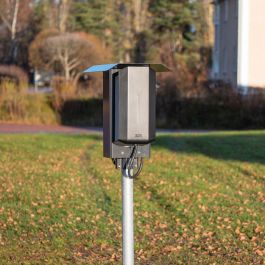 Next Green 205 D2 Soporte de Poste Polebox para Caja de Carga EV, Tubo Ø 60mm, Acero Sueco, Terminal y Carril DIN