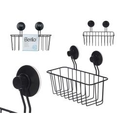 Soporte de Pared Rectangular Negro Berilo 24x18x10 cm - Metal y ABS (12 Unidades)