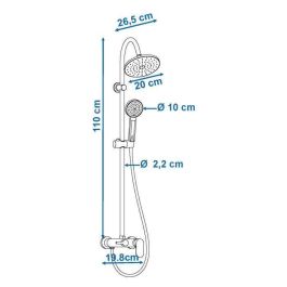 Edouard Rousseau Columna de ducha Dakota Grifo mezclador mecánico Cromada Cabezal Ø 200mm Ducha Mano Ø 100mm Montaje Pared Ahorro Agua Edouard Rousseau Columna de ducha Dakota Grifo mezclador mecánico Cromada Cabezal Ø 200mm Ducha Mano Ø 100mm Montaje Pared Ahorro Agua