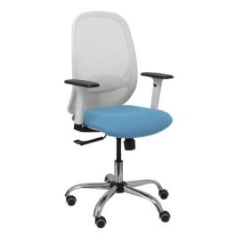 Silla Piqueras Y Crespo Cilanco Blanca Uso Intensivo Brazos Regulables Mecanismo Sincro Con Regulador De Tension Refuerzo Lumbar Regulable Base Cromada Ruedas Parquet Respaldo De Malla Blanca Y Asiento Tapizado Bali Azul Cielo Precio: 305.69000044. SKU: S5703951