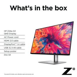 HP Z24q G3 Monitor QHD 23.8 Pulgadas (60.5 cm) con HDR 400 y Precisión de Color Profesional para Diseño Gráfico y Oficina Híbrida