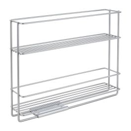 Metaltex Especiero deslizante 2 estantes 'in&out' 28x6x22cm, recubrimiento polytherm metallic, soporte adhesivo 3m easy-fix