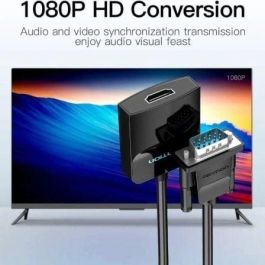 Vention ACNBF Cable Conversor VGA Macho a HDMI Hembra 1080p Full HD Audio 3.5mm Unidireccional 1m Negro Plug & Play