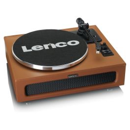 Lenco LS-430BN Tocadiscos de tracción por correa con Bluetooth, 4 altavoces integrados, 33/45 RPM, color marrón