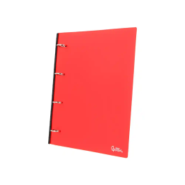Liderpapel Carpeta 4 Anillas Redondas 25 mm Polipropileno DIN A4 Ultra Compacta Lomo Extensible 4 cm Rojo