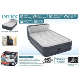 Intex Cama de Aire Dura-Beam Deluxe Ultra Plush Headboard 152x236x86 cm con Altura de 46 cm