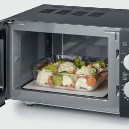 Severin MW 7762 Microondas con Grill 20 L 800 W | Acero Inoxidable y Negro | Encimera | Control Giratorio | 1000 W Parrilla