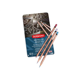 Derwent Lápices de Colores Metallic Caja Metálica 12 Unidades Colores Surtidos