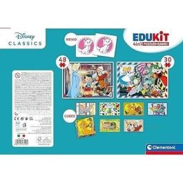 Clementoni CLE8005125182909 Edukit Disney: Caja de aprendizaje 4 en 1 con 2 rompecabezas, bloc de notas y 6 cubos, para niños de 4+ años