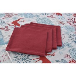 DKD Home Decor Set de 5 Manteles de Navidad con Diseño Reno y Estilo Moderno, Azul Celeste y Rojo, Poliéster 150x150 cm