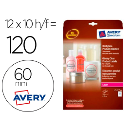 Avery Etiquetas Adhesivas Brillantes Invisibles Redondas Láser 60 mm Caja 120 Unidades Precio: 15.49999957. SKU: B1J8KBXQG9