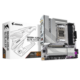 GIGABYTE B650M AORUS ELITE AX ICE Placa Base AMD B650 Socket AM5 micro ATX con Wi-Fi 6E, VRM 12+2+2 fases, M.2 PCIe 5.0, DDR5 8000MHz
