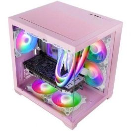 Mars Gaming MC-VIEW2P Caja Gaming Minitorre Rosa Doble Cristal Templado Ventilador FRGB 120mm Compatible MicroATX