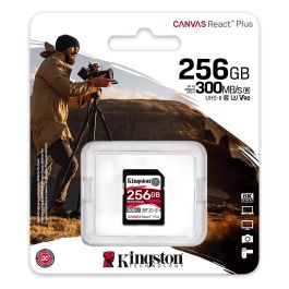 Kingston Tarjeta SDXC Canvas React Plus 256GB UHS-II U3 V90 300MB/s Lectura 260MB/s Escritura