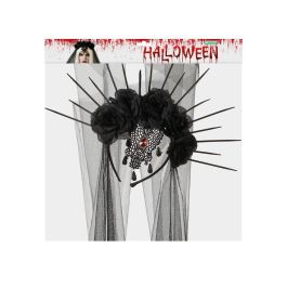 Corsage Negro Con Rosas Y Velo Para Catrina Y Día De Los Muertos